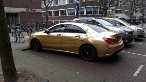 Shiny gold mercedes